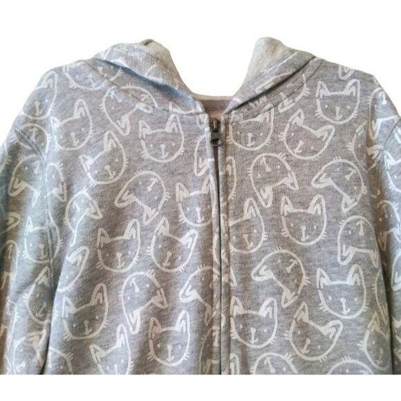 Circo Size X-Large (14/16) Sweatshirt Hooded Full-Zip Cat Print Gray Cozy Comfy - Picture 3 of 6